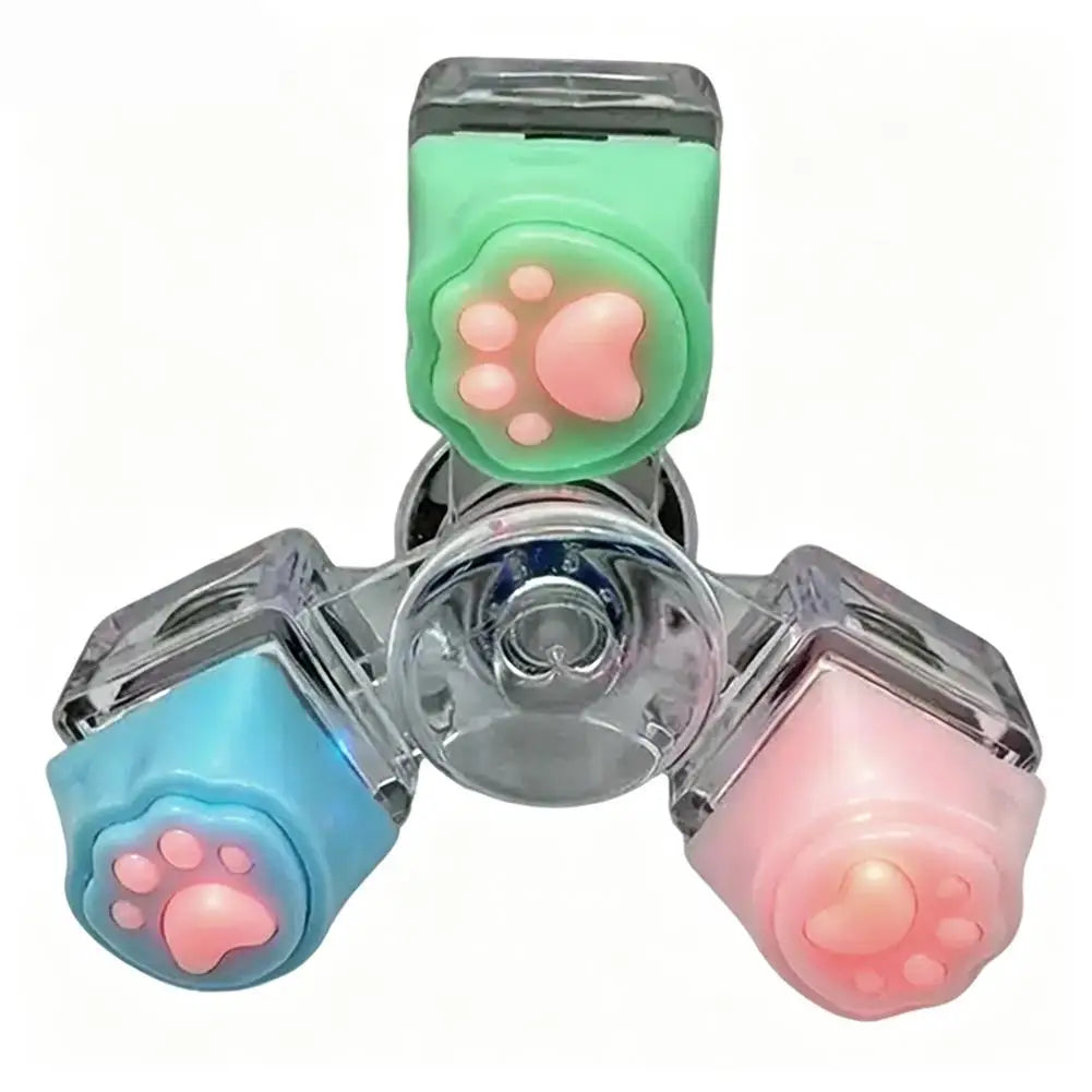 LED Cat Paw Fidget Spinner Clicker – Light-Up Keychain Toy