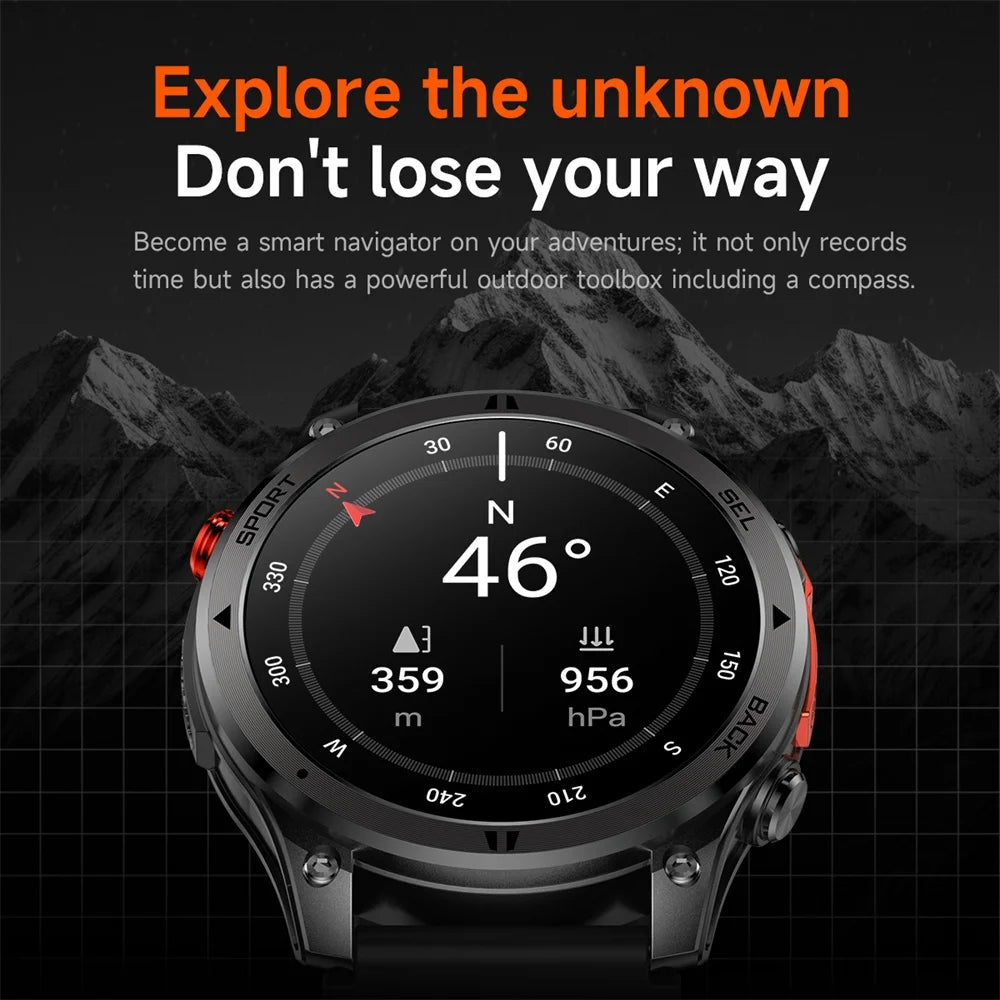Outdoor GPS Path 1.46"100+ Multi-sport Mode BT Call Smart Watch IP68 Waterproof Sports Run Tracker Compass Smartwatch Men 530mAh Oasis Select