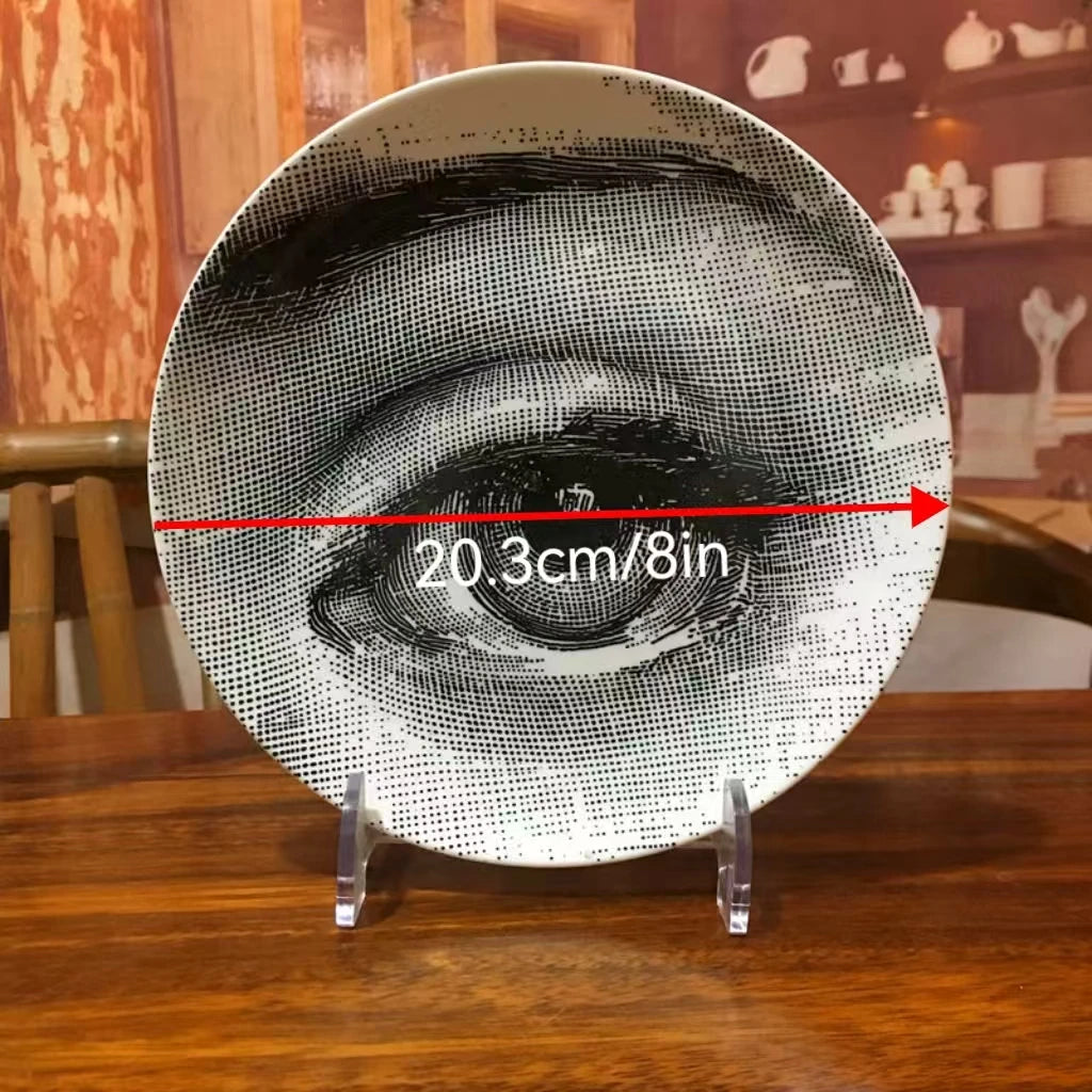 8 Inch Retro Ceramic Tray Elegant Lady Pattern Decorative Plate Microwave Safe Home Bedroom Office Table Art Ornament Gift Oasis Select
