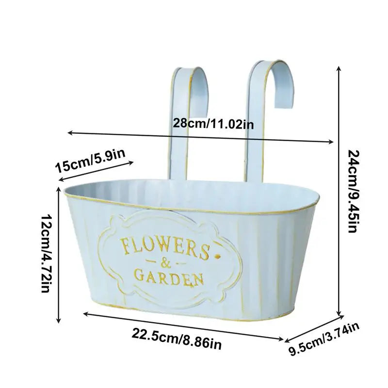 Metal Hangable Deck Planter Railing Planter Countryside Window Flower Boxes for Garden Decoration Plant Pots Houseplant Boxes Oasis Select