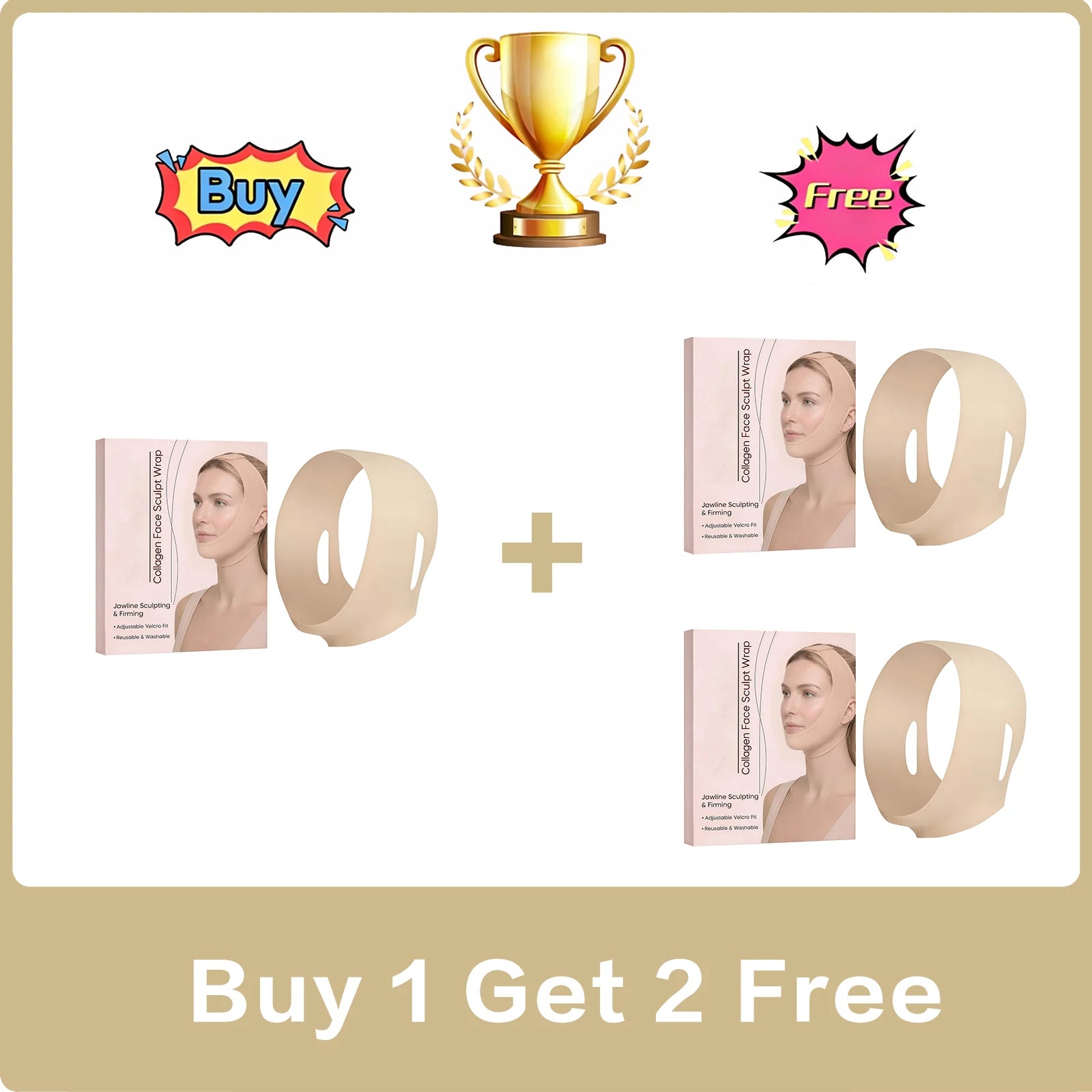 V-Line Jaw Lifting Face Strap – Breathable Contour Wrap Facial Contouring Strap Oasis Select Buy 1 Get 2 Free