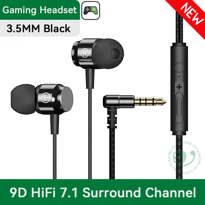 Digital Chip Wired Earphone 3.5mm AUX/Type C 9D HIFI Heavy Bass In-Ear Game Headsets For Samsung Huawei Xiaomi OPPO iPad PC MP3 Oasis Select (New) 3.5MM Black