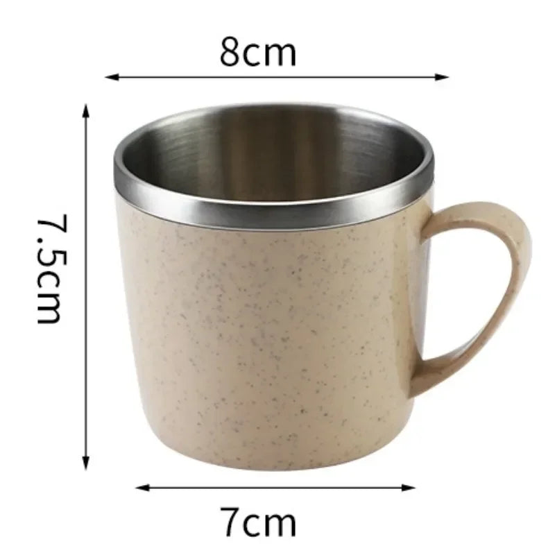 220ml Water Bottle Double Layer Anti-scalding 304 Stainless Steel Coffee Mug Milk Tea Drinks Water Cup with Handle Traveling Cup Oasis Select