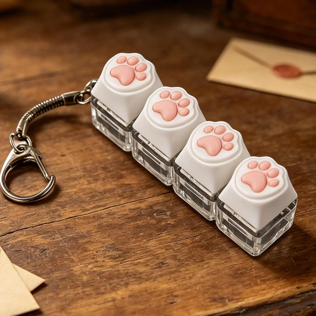 4 Keys Button Keycap Fidget Keychain Keyboard Key Toy Keyboard Clicker Toy Keyboard Cube Toy for Adult Gifts To Relief Pass Time Oasis Select