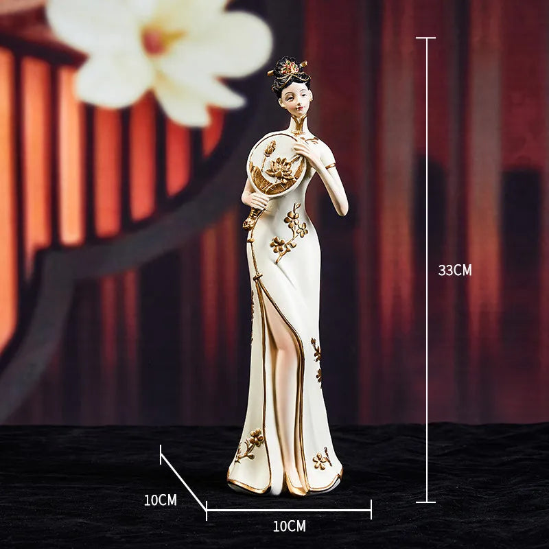 Light Luxury High-end Ladies Ornaments Ancient Figures New Chinese Style Art Decorations Retro Living Room Foyer Decorations Oasis Select B