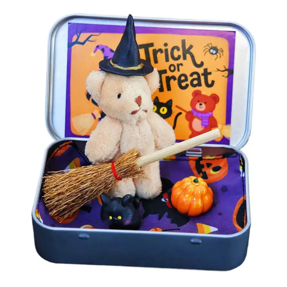 Cute Witch Teddy Bear in a Box – Halloween Plush Gift
