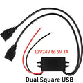 12V24V to 5V 3A DC-DC Step Down Voltage Power Supply Output Adapter Car Power Converter Micro Mini USB with Reverse Protection Oasis Select Dual Square USB
