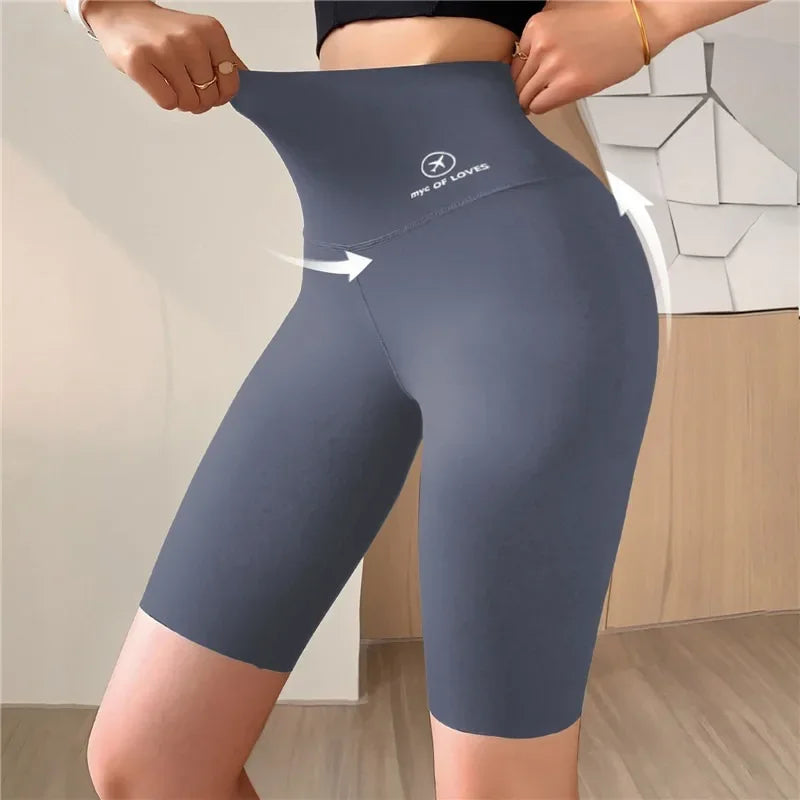 Women Butt Lifting Yoga Shorts Elastic Workout High Waist Tummy Control Ruched Booty Pants Seamless Gym Compression Tights Oasis Select A-Gray L