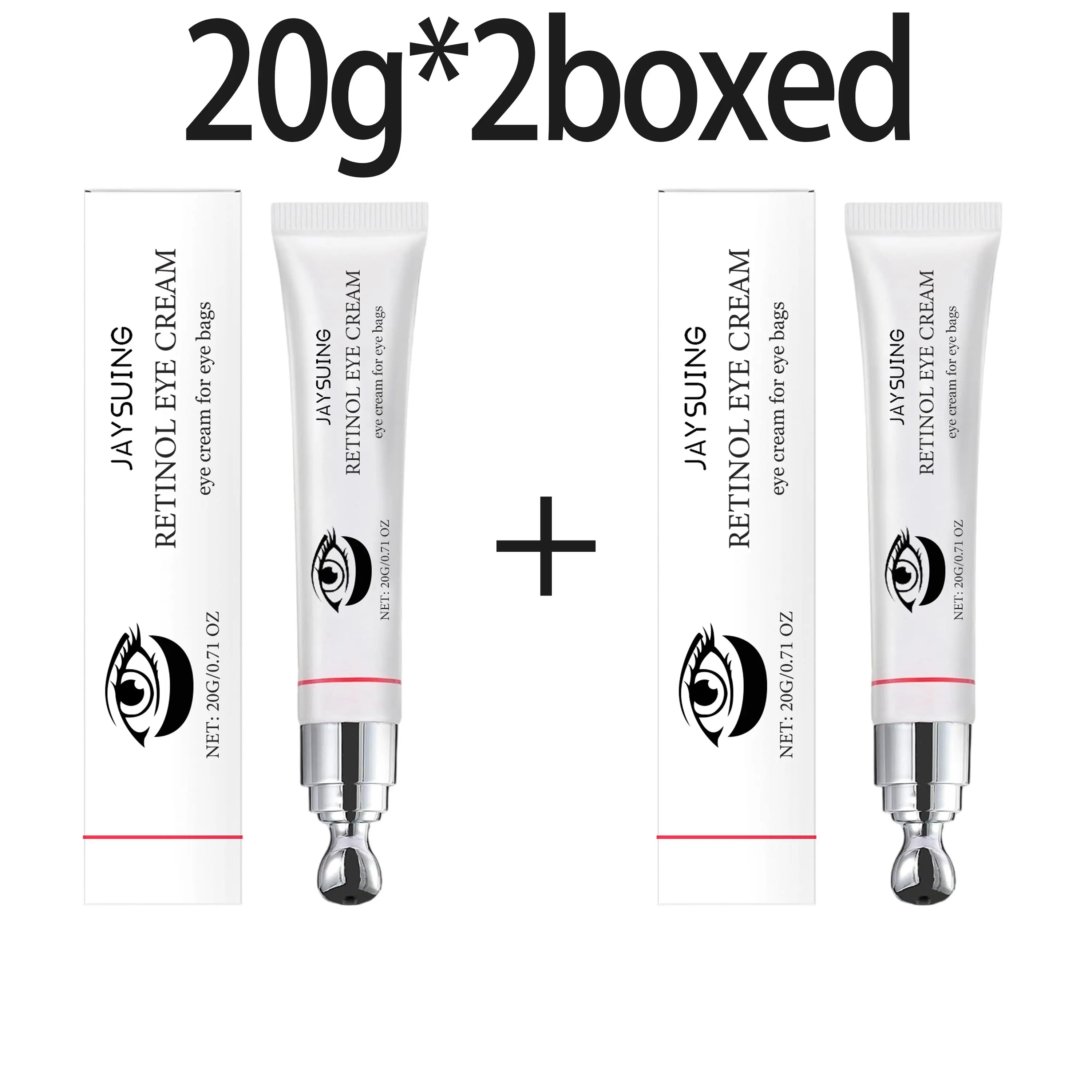 Jaysuing Retinol Roller Eye Cream Reduce Eyes Puffiness Moisturizing Care Cream Brightening Firming Lifting Under the Eyes Cream Oasis Select 20g X 2boxed