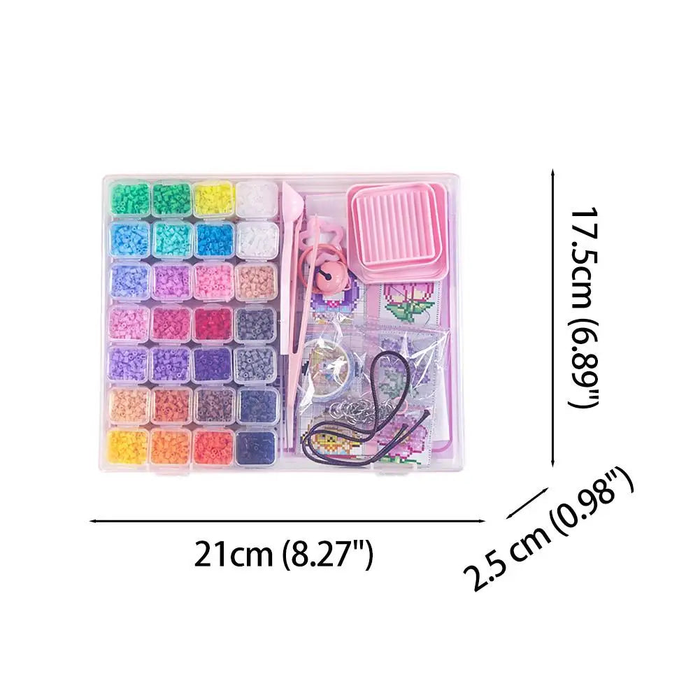 Perler Bead Kit DIY Tools 3D Puzzle Full Set Ironing Sheets / Fabric Keychains Chains 28 Colors Perler Beads Handmade Tools Kit Oasis Select