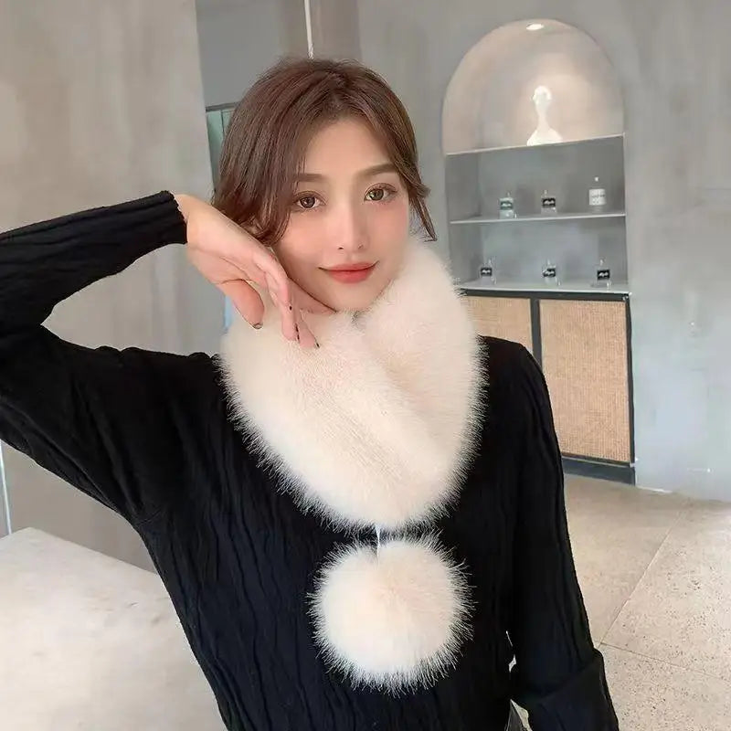 Women's Velvet Faux Fur Collar Scarf – Soft, Warm & Elegant