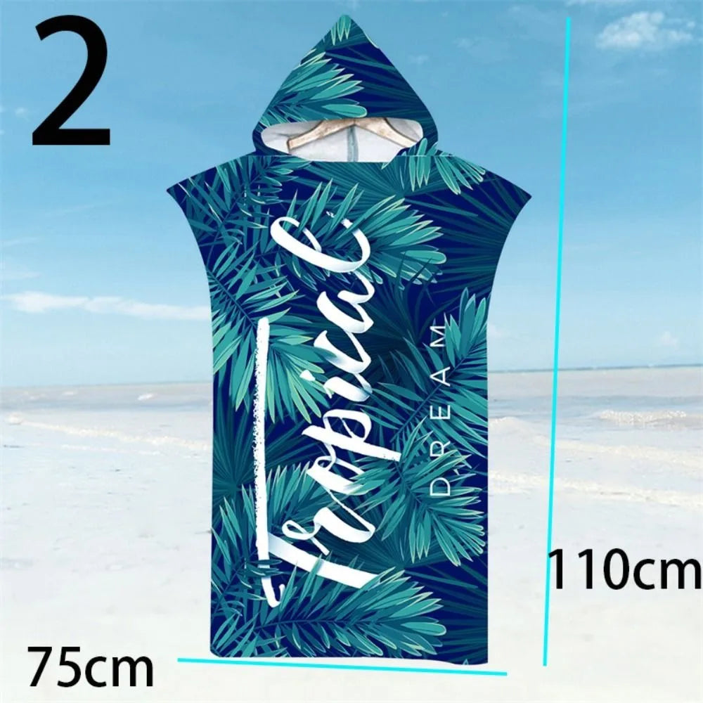 Surf Poncho Microfiber Beach Towel Fabric Quick Dry Bath Towel Absorbent Hooded Swimming Bathrobe Adult Oasis Select 2