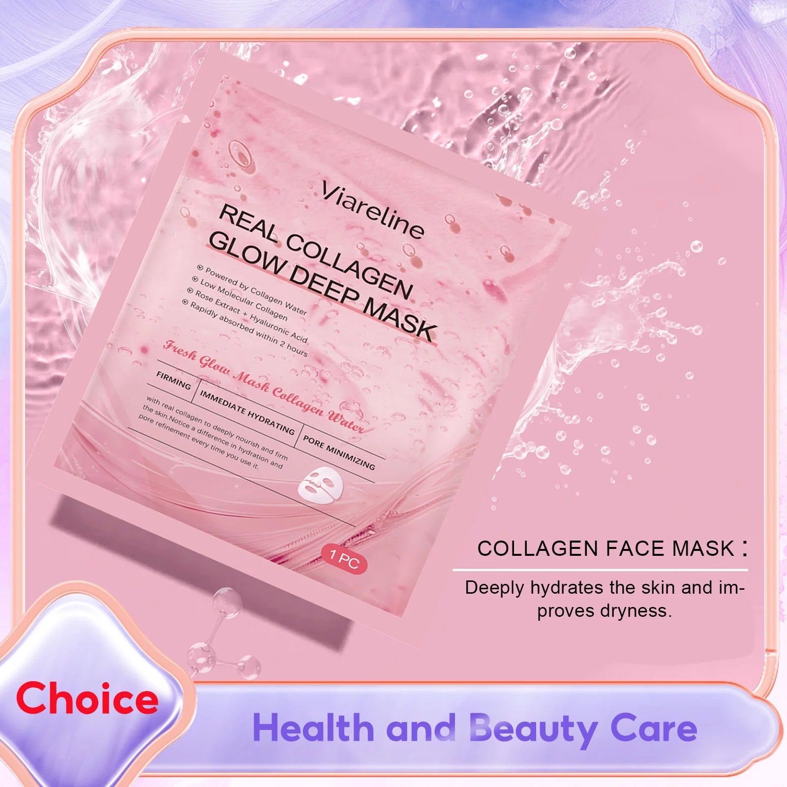 Collagen & Hyaluronic Acid Sheet Mask – Hydrate, Lift & Brighten
