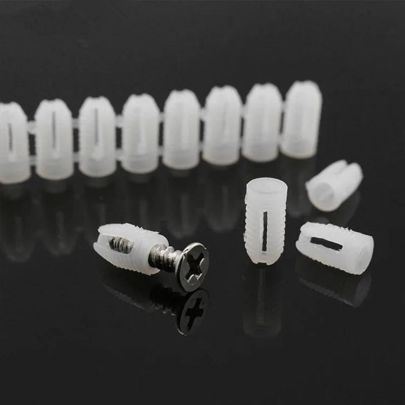100PC/lot M4 M6 plastic Expansion Pipe Flat Head Self-Tapping Screw Nylon Tube bolt Wall Wood Hardware decoration Fasteners Oasis Select