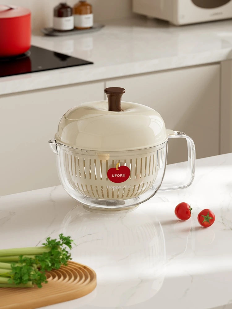 Joined Large Salad Spinner with Drain, Bowl, and Colander - Quick and Easy Multi-Use Lettuce Spinner, Vegetable Dryer, Fruit Was Oasis Select