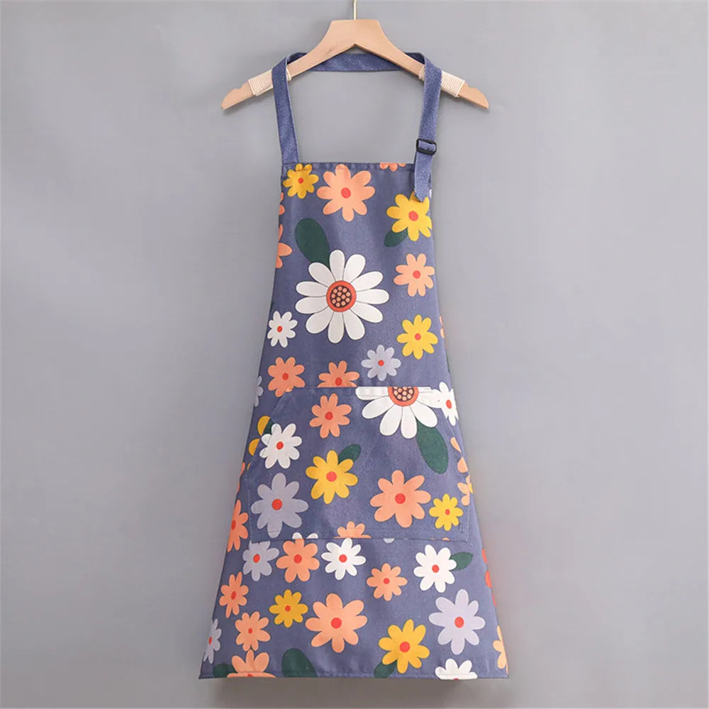 Cute Flower Kitchen Household Oil-Proof Cooking Apron For Women Children Men Kitchen Waterproof Adult Coffee Baking Accessories Oasis Select 1 CHINA