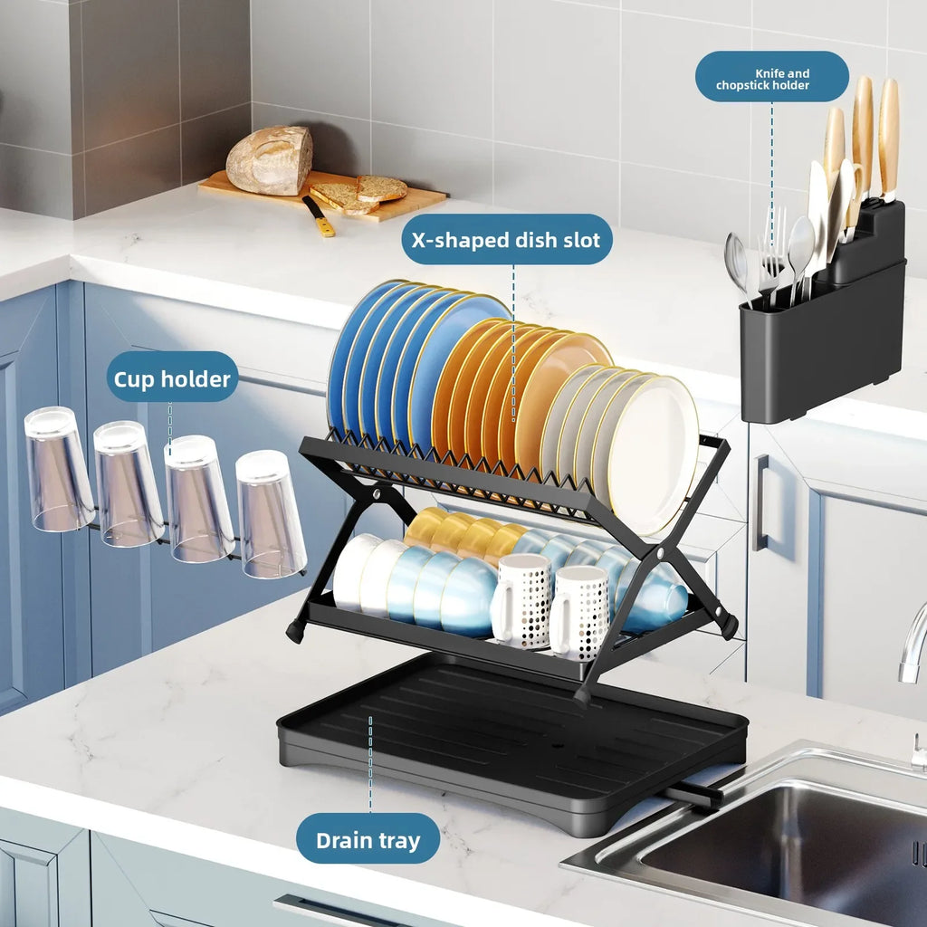 Kitchen Storage Dish Rack Foldable Household Multifunctional Storage Drain Dish Rack Oasis Select