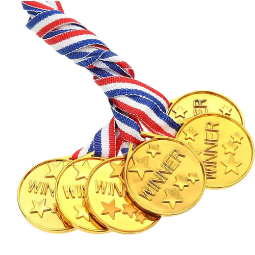 30Pcs Plastic Gold Winners Medals Trophy Children Game Sports Prize Awards Toys For Kids Birthday Party Favors Pinata Fillers Oasis Select