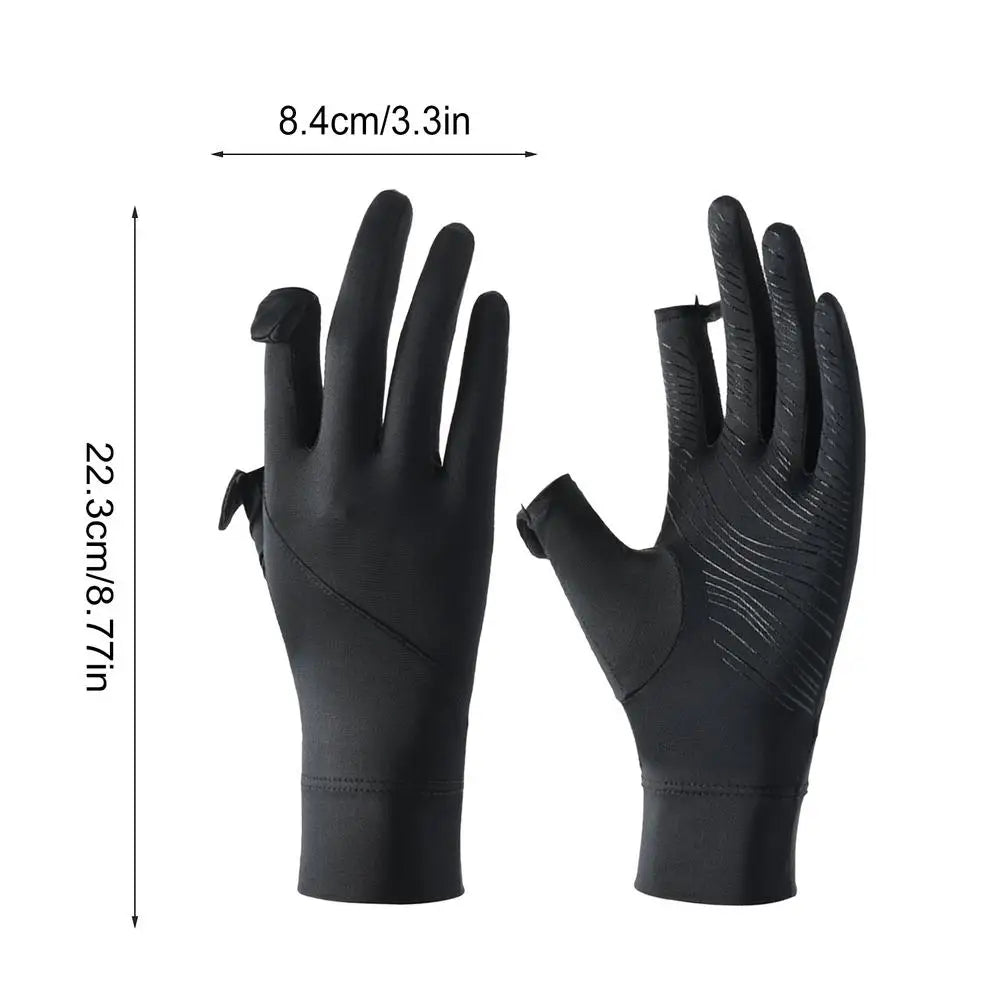 Summer Sunscreen Gloves Women Anti-UV Fullfinger Touch Screen Driving Riding Non-slip Breathable Sun Protection Gloves Oasis Select Black