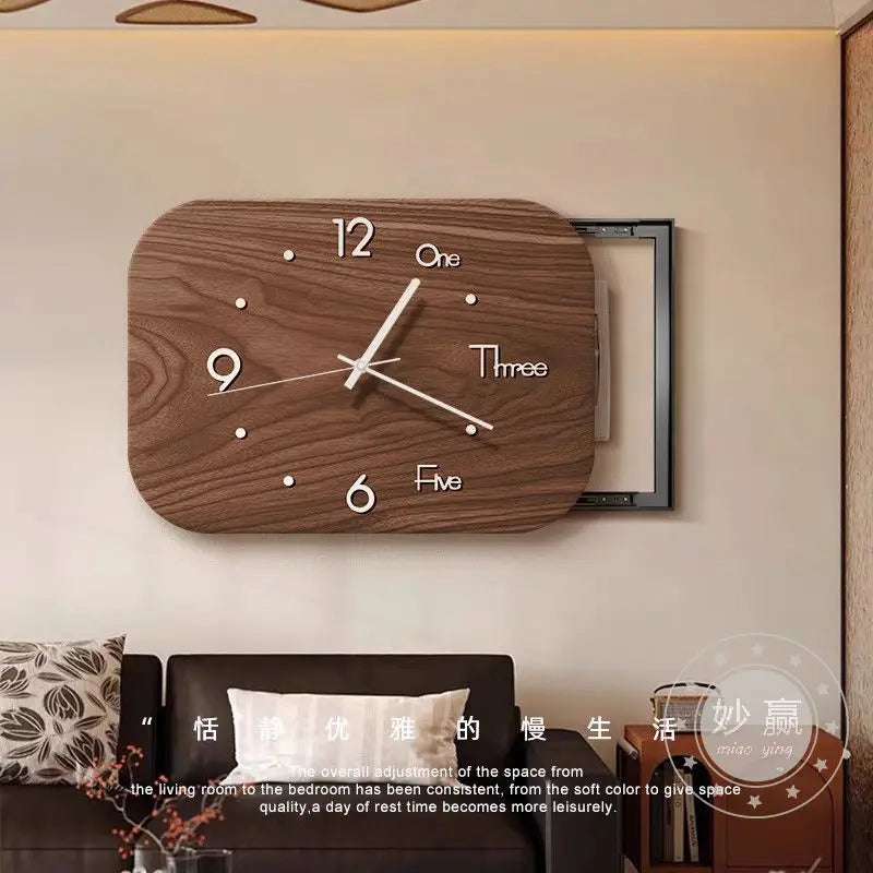 The New Chinese Ancient Decorative Painting with Time Clock Meter Box Block Distribution Box Hanging Picture Decorative Clock Oasis Select