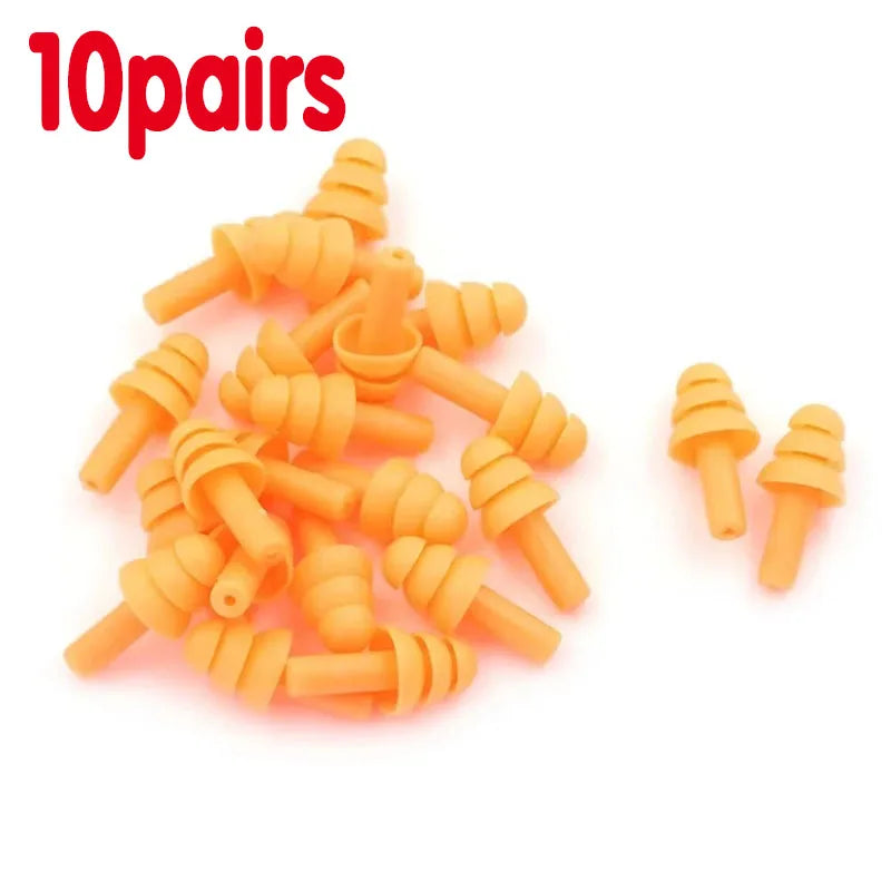 10-50pairs Ear Plugs Sound insulation Waterproof Silicone Ear Protection Earplugs Anti-noise Sleeping Plug For Noise Reduction Oasis Select 10pairs -Orange