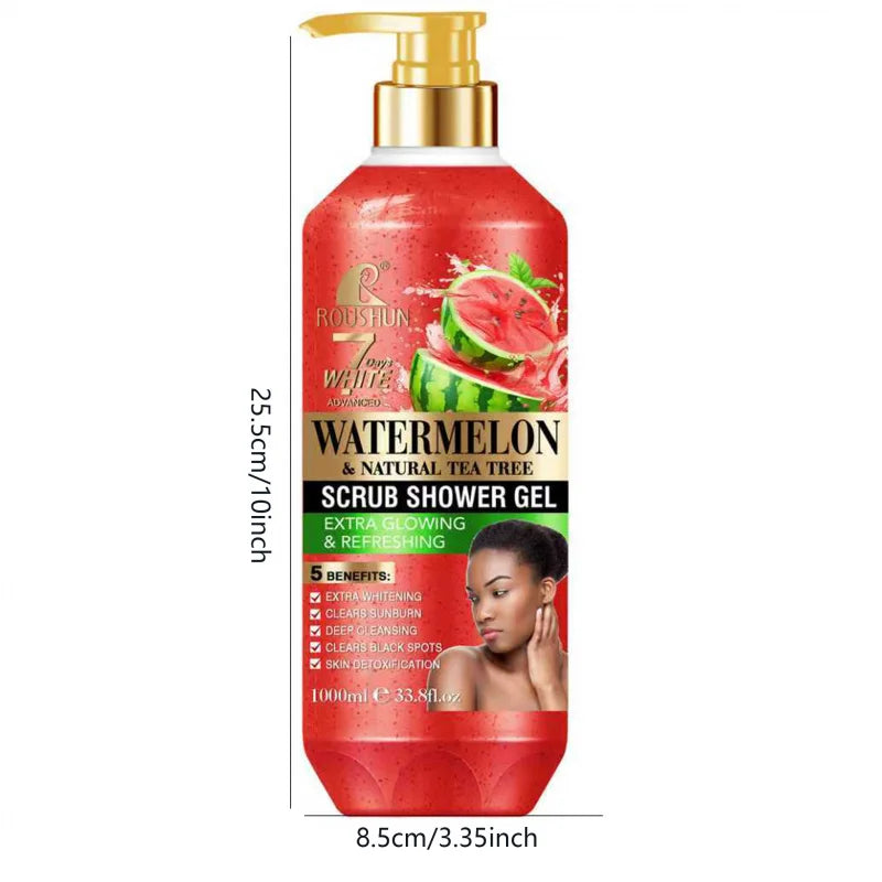 ROUSHUN Watermelon Scrub Shower Gel 1000ml – Moisturizing Wash