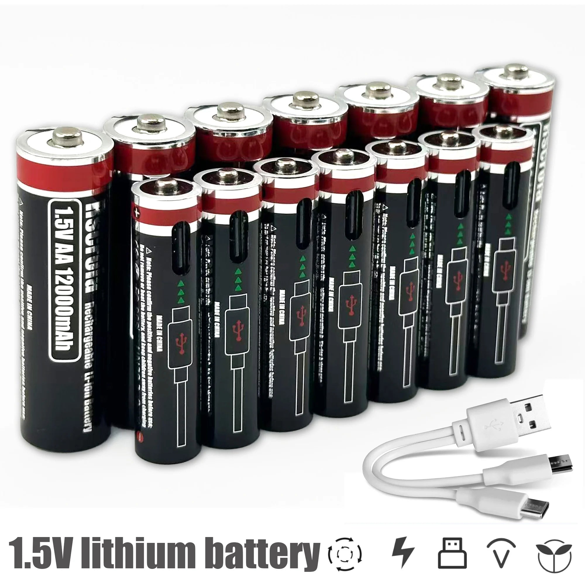 Li-ion AAA and AA Rechargeable Batteries USB Lithium-ion 3400mWh 12000mAh 1.5V AA Rechargeable Batteries+ 8000mAh 1.5V AAA Batte Oasis Select
