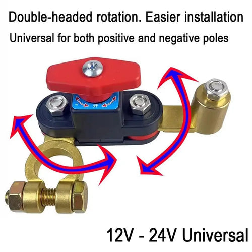 12V-24V Car Battery Disconnect Switch Car Double-sided rotation Anti-Leakage Switch Isolator Bidirectional Joint For Cars Truck Oasis Select