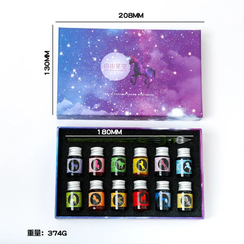 Free Starry Sky Pen Glass Pen Gradient Color Gift Set Dip Pen Business Gift Pen Student Crystal Pen Oasis Select 15