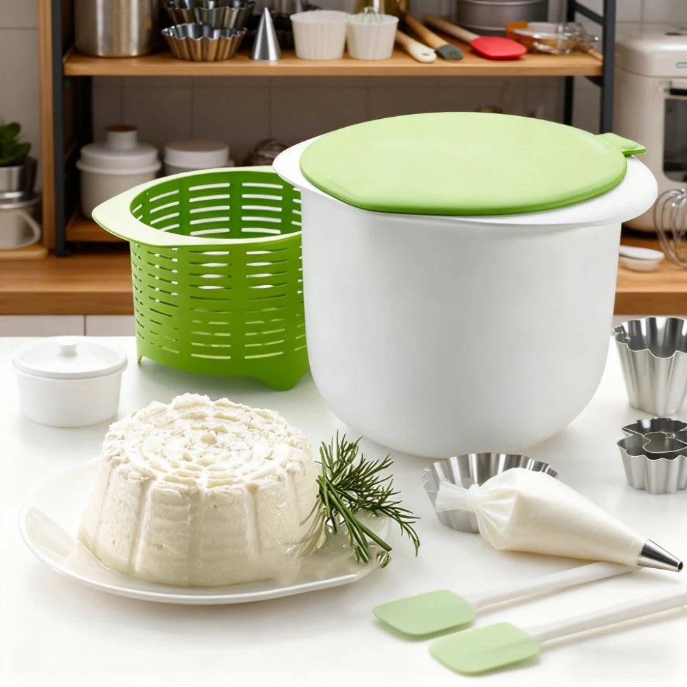 Cheese-Making Kit with Mold Set, Tofu Press & Filter Drain, Green Cheese Mold Stamper, DIY Home Cheese Making Supplies Oasis Select