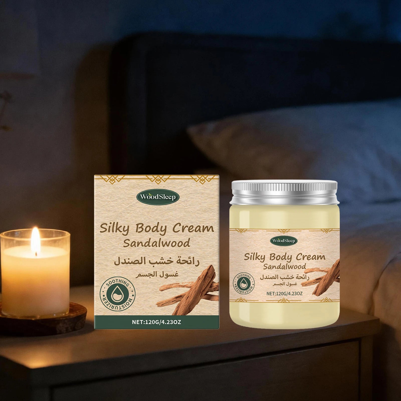 WOODSLEEP Sandalwood Body Cream – Moisturizing & Brightening Body Moisturizer Cream Oasis Select