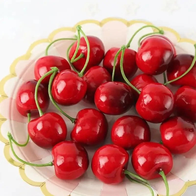 3-12 Pairs Artificial Cherry Christmas Simulation Cherry Decorations, Photography Props, Store Displays, Fake Fruit Models Oasis Select
