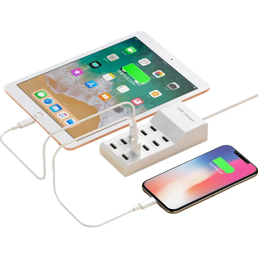 10-Port 50W USB Charging Station | Multi-Device Power Strip Hub