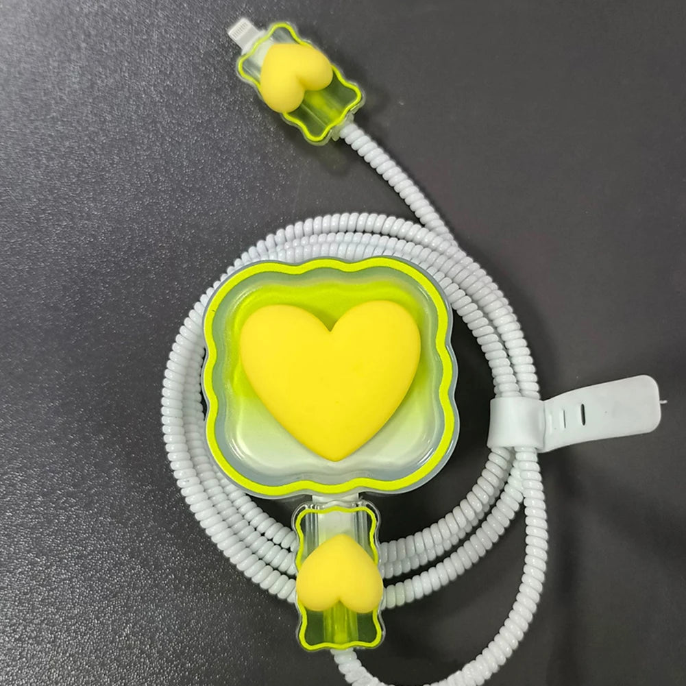 4-in-1 Love Heart iPhone Charger Cable Protector Cover Set