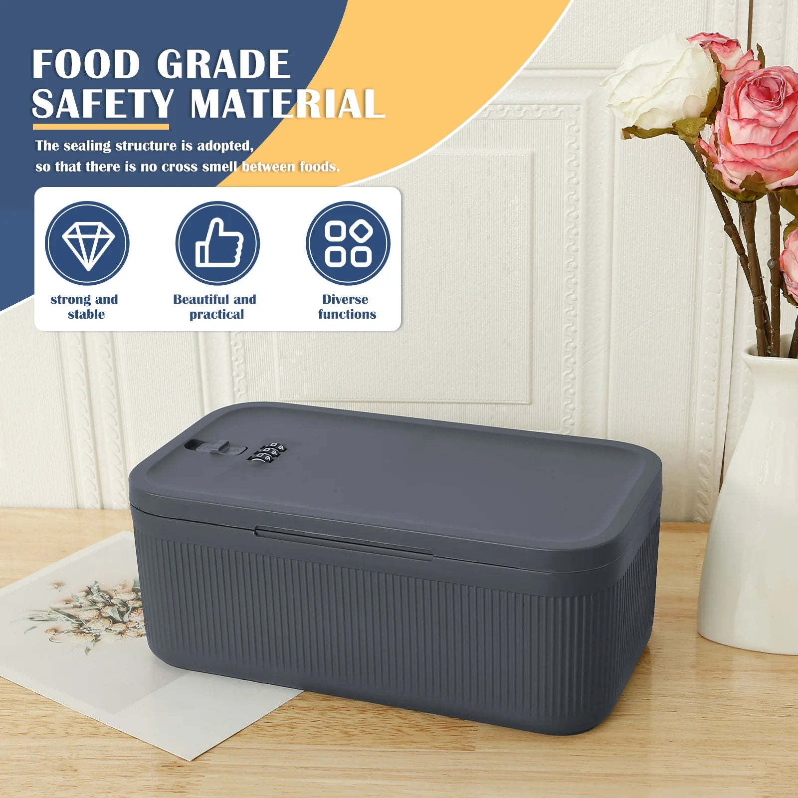 Lockable Storage Box Versatile Safe Small Storage Box Portable Food Refrigerator Container Home Personal Items Safe Lockbox Oasis Select