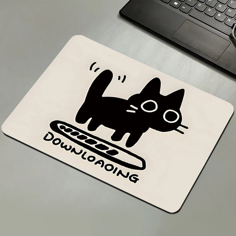 Black Cat Mousepad Small Office Computer Desk Mat Table Keyboard Big Mouse Pad Laptop Cushion Non-slip Deskpad Home Decor Oasis Select A12 210MM