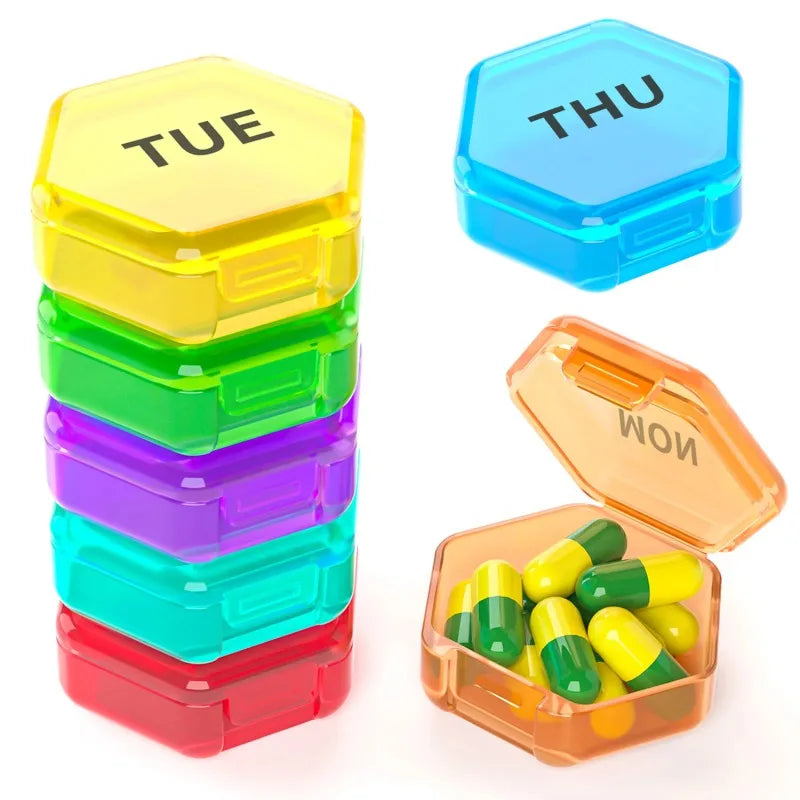 Weekly Pill Organizer 7 Day Small Pill Box Portable Travel Pill Container Daily Storage Box for Cod Liver Oil Supplements Oasis Select
