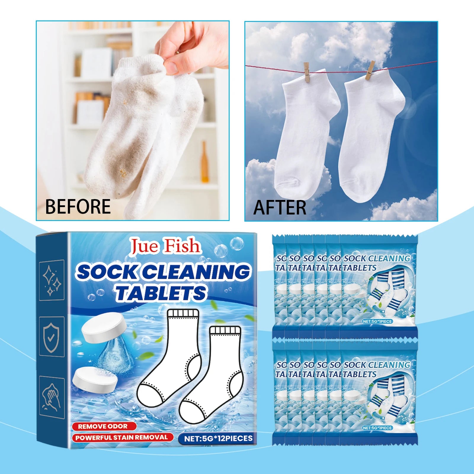 Jue Fish Sock Cleaning Effervescent Tablets Gently Clean Stubborn Stains And Stains Clean Fragrance White Sock Cleaning Tablets Oasis Select