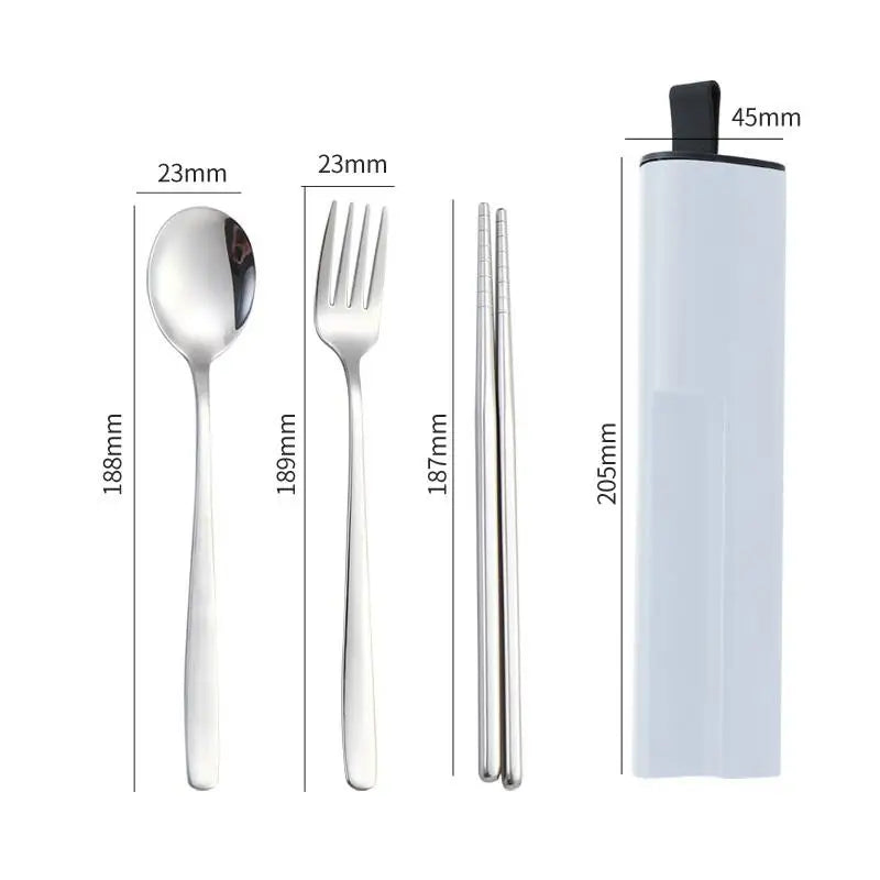 Travel Utensils Set made of 304 Stainless Steel; Reusable Flatware for Camping; Includes Spoon, Fork, Chopsticks, and Case Oasis Select White