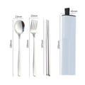 Travel Utensils Set made of 304 Stainless Steel; Reusable Flatware for Camping; Includes Spoon, Fork, Chopsticks, and Case Oasis Select White