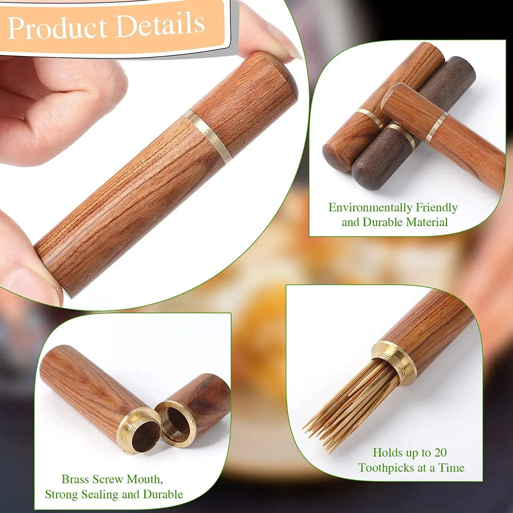 Portable Wood Toothpick Holder Container Living Room Mini Toothpick Storage Box Pocket Tooth Pick Dispenser Bucket Needle Case Oasis Select