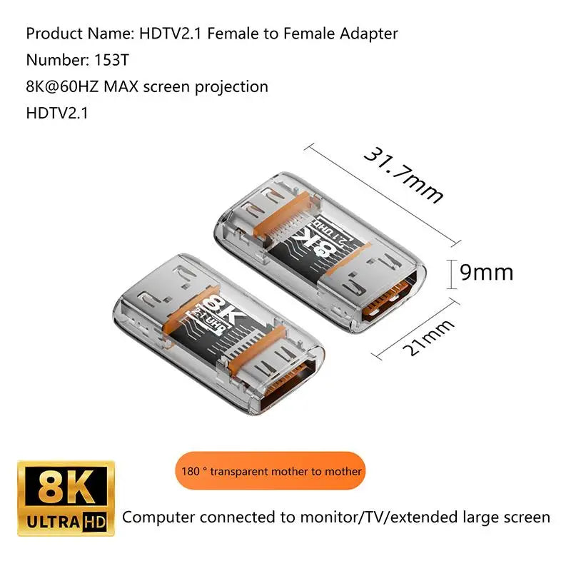 HDMI 2 1 Male Female Adapter 8K 60Hz Connector Up Down Angle 90 270
