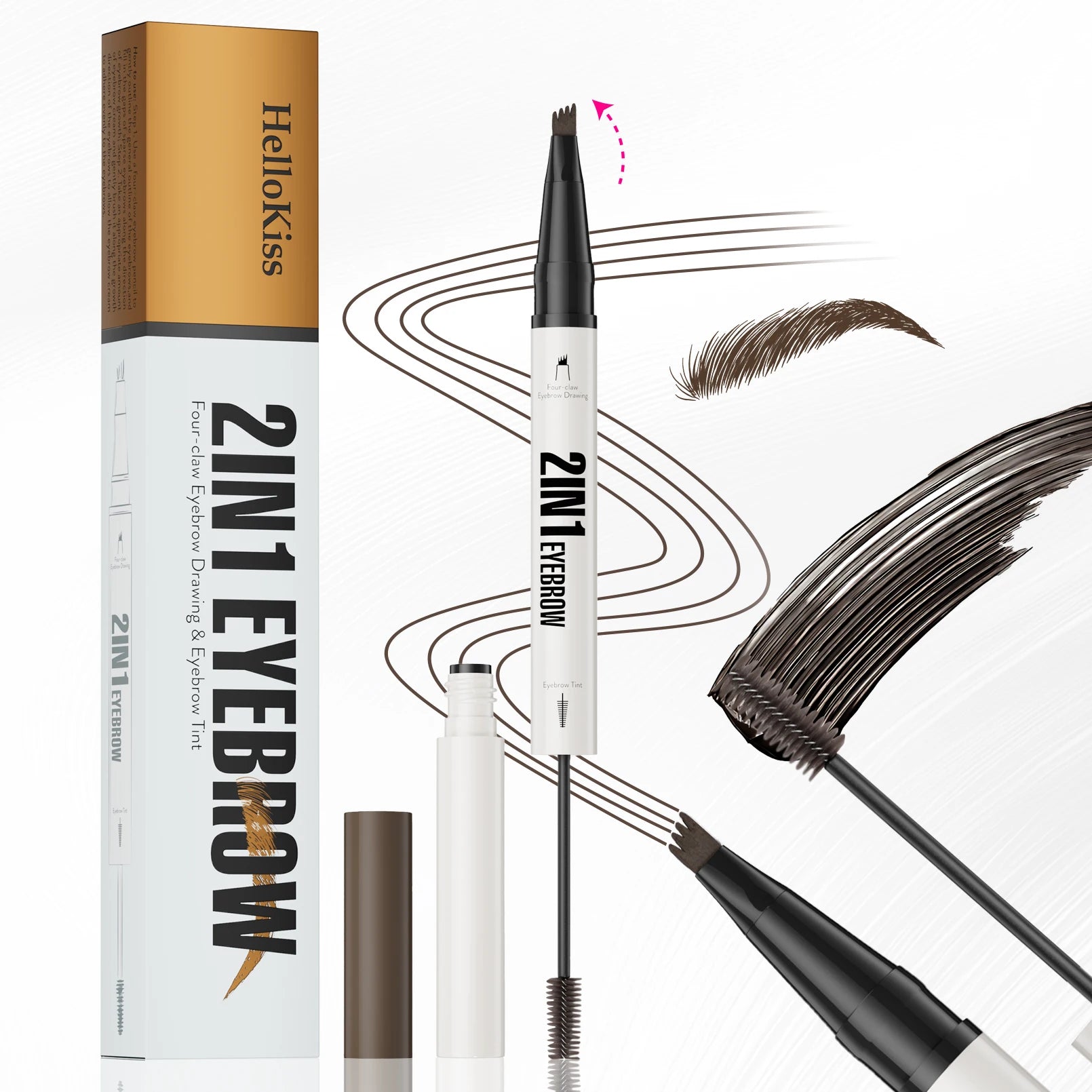 Hello Kiss 2-in-1 Waterproof Microblading Eyebrow Pen – 4 Tips