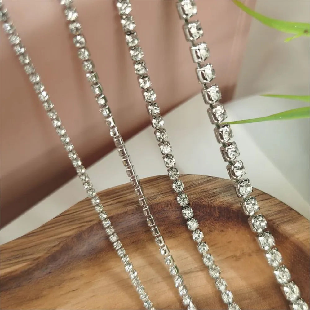 1meter 2/3/4mm Gold Crystal Rhinestone Close Chain Trim Cup Diamond Chain for Charms Sewing Craft DIY Decoration Jewelry Making Oasis Select