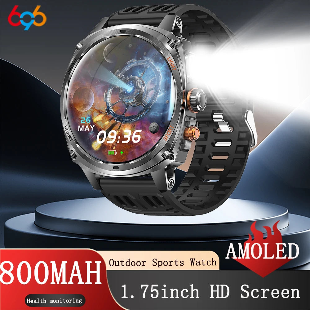 Outdoor Sports Smart Watch Blue Tooth Call Heart Rate Health Smartwatch Information Reminder LED Flashlight Waterproof Clock Oasis Select