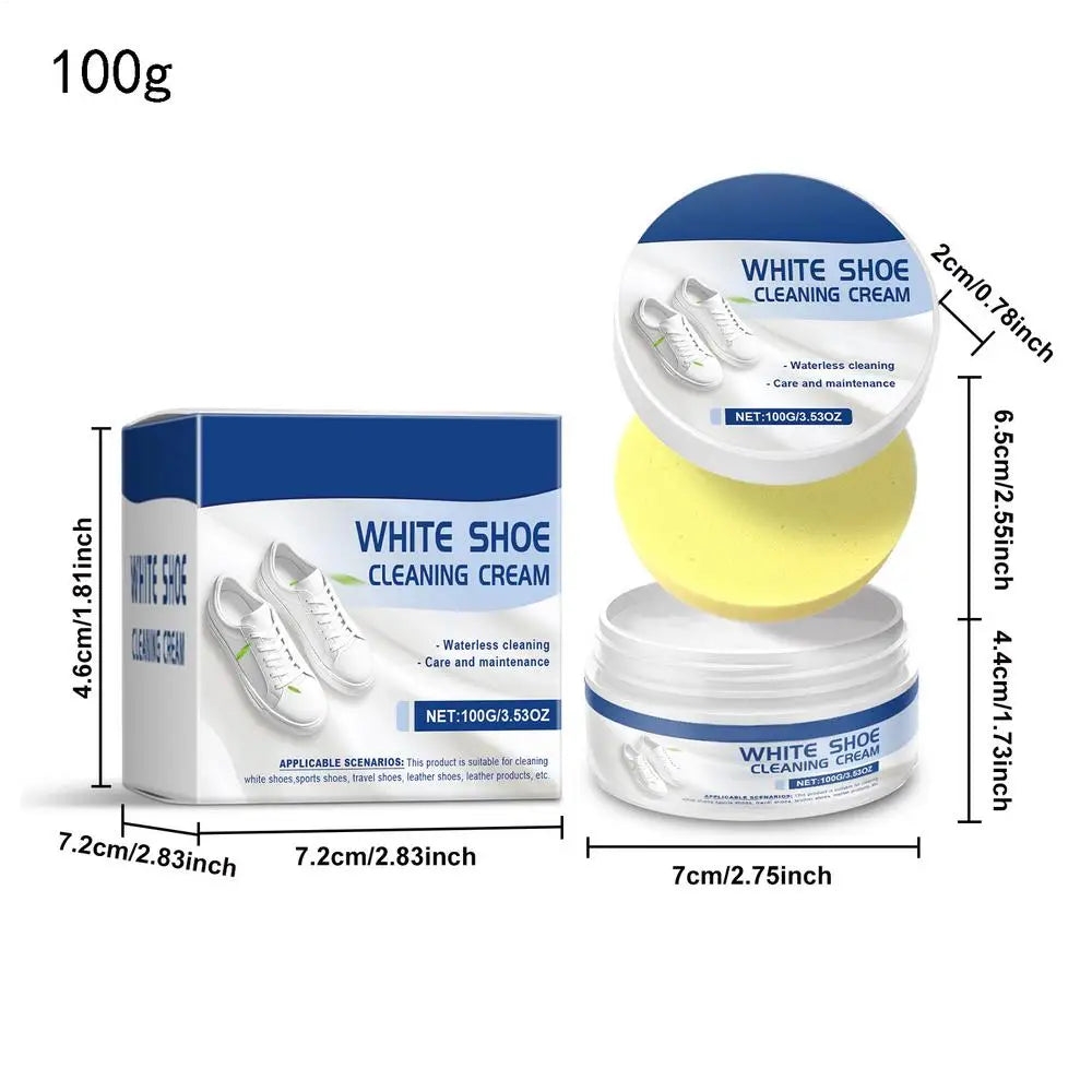 White Shoe Cleaning Cream with Sponge Stains Remover Shoes Whitening Cleaning Brightening Whitening And Yellowing Maintenance Oasis Select 100g