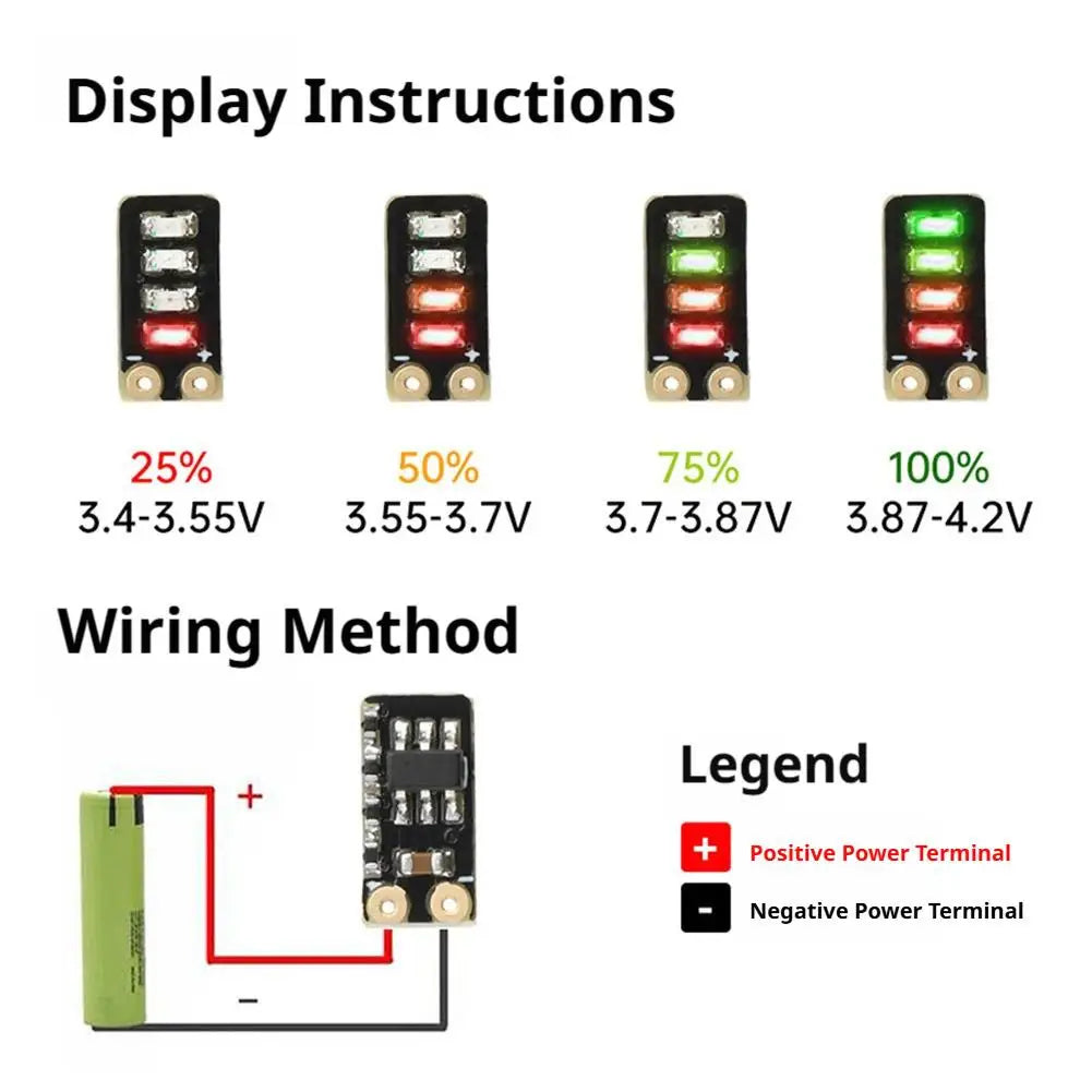 1S/2S/3S Ultra-mini 4-light Power Indicator Module 1/2/3 Series Lithium Batteries 18650 Power Battery Level Indicator Module Oasis Select