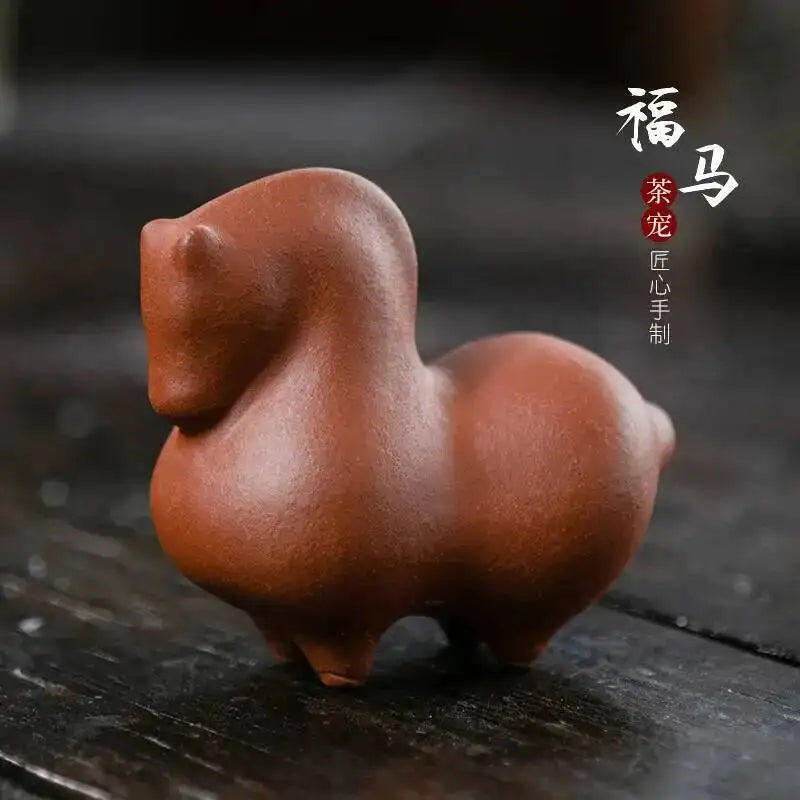 Yixing Zisha Tea Pet Tangma Small Ornament Cartoon Faceless Horse Success Sculpture Tea Set Creative Ceramic Oasis Select