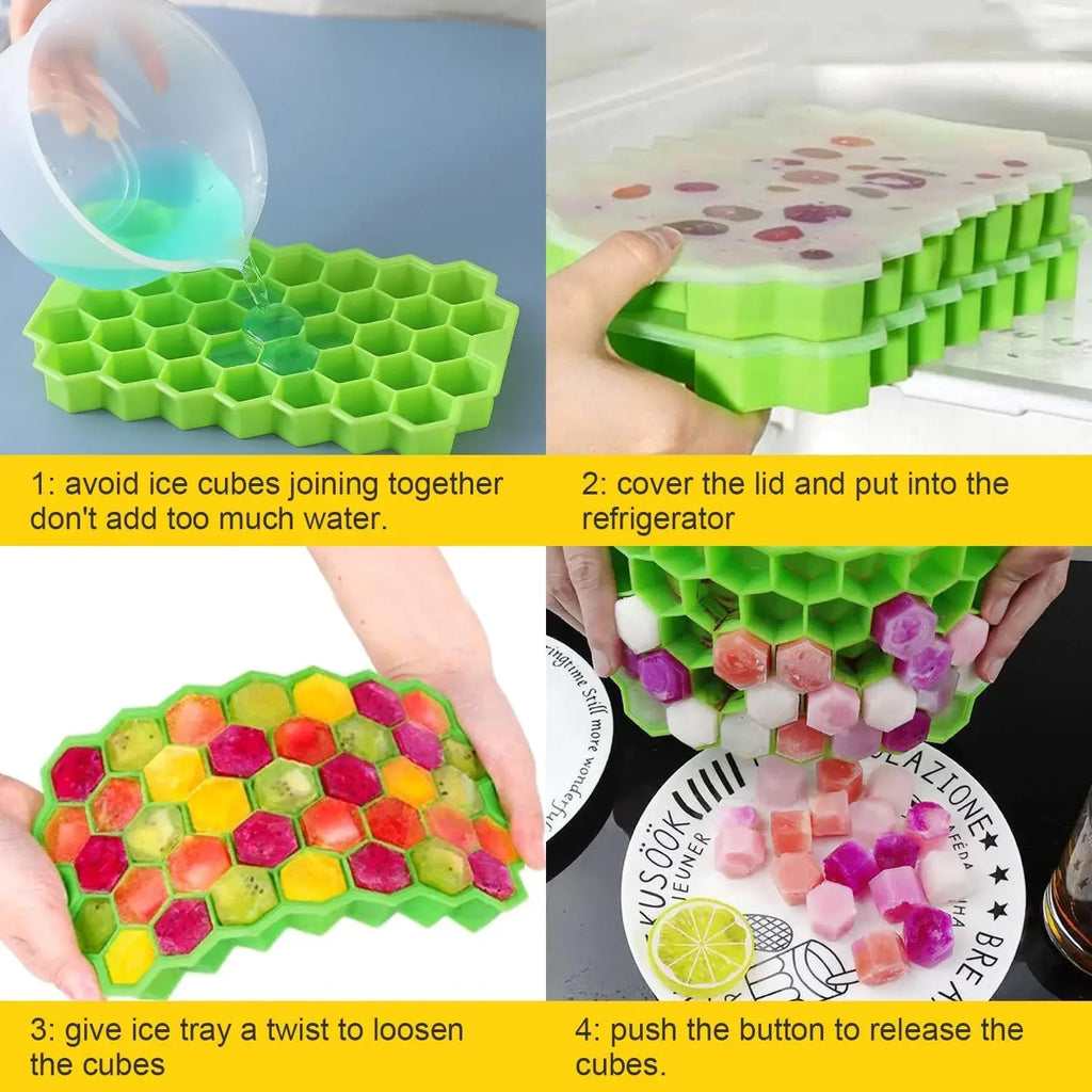 Ice Cube Tray Silicone Mould 37 Cellular Silicone Ice Cubes Hexagonal Molds DIY Kitchen Honeycomb Ice Cubes Molds Oasis Select