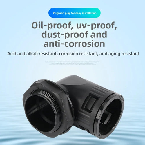 10PCS L type PA66 Plastic Corrugated Pipe Joint AD10-AD54.5 Protective Cable Nylon Hose Joint Dustproof and Flame Retardant Oasis Select